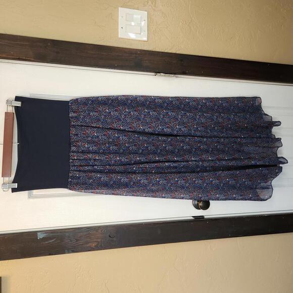 Willow & Clay Women's Fold Over Navy Floral Maxi Skirt- Medium - Picture 3 of 7